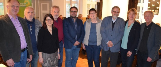 GRÜNER Frühlingsempfang des KV Oldenburg Land in Kirchhatten (v.l.n.r.): Werner Köhler (Kreisvorstand), Johannes Hiltner, Elke Szepanski, Hilko Finke,  PM, Angelika Meyenburg, Michael Grashorn, Birte Wachtendorf und Eduard Hüsers. Foto: Peter Biel