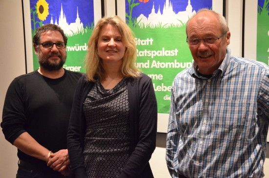 EWE Gruppenbild mit Dame: In der Mitte Alexandra Reith, rechts Hans-Jürgen Klein und ich.