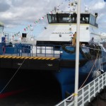 An Emdens Weststrand ist eine neue Landemole eröffnet und die WINDEA FOUR getauft worden.